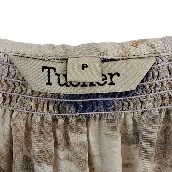 Tucker Watercolor Abstract Silk Top Size XS Button Front Long Sleeve Blouse - Picture 7 of 8